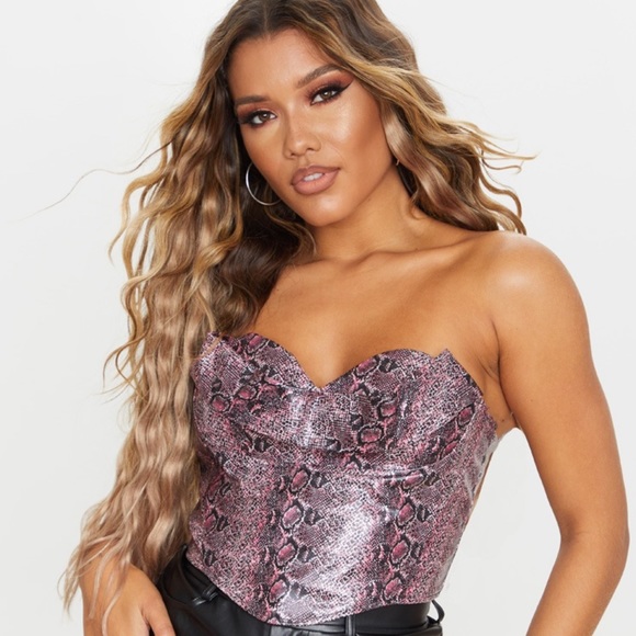 PrettyLittleThing Tops - NWT Pretty Little Thing Hot Pink Snake Print Bandeau Top